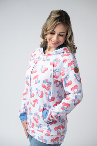 Hailey Pullover Hoodie - Patriotic Cherries