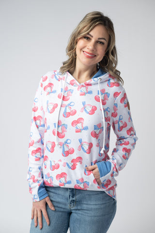 Hailey Pullover Hoodie - Patriotic Cherries