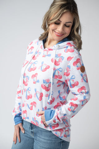 Hailey Pullover Hoodie - Patriotic Cherries
