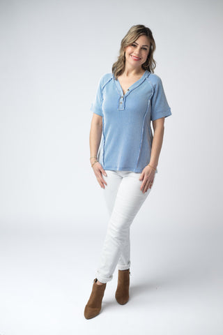 Juliette Button Top - Blue