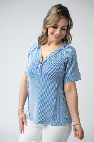 Juliette Button Top - Blue
