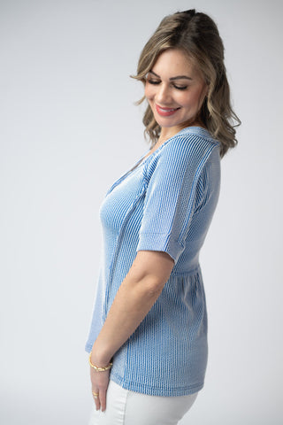 Juliette Button Top - Blue