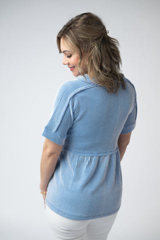 Juliette Button Top - Blue