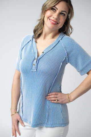Juliette Button Top - Blue
