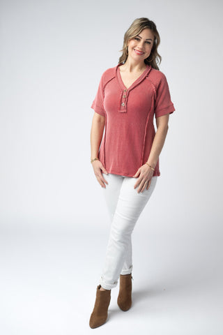 Juliette Button Top - Red
