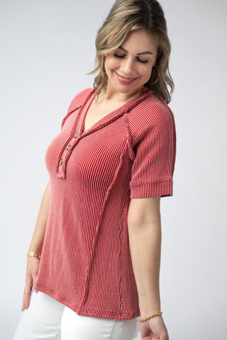 Juliette Button Top - Red