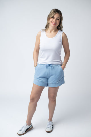 French Terry Stevie Shorts - Dusty Blue
