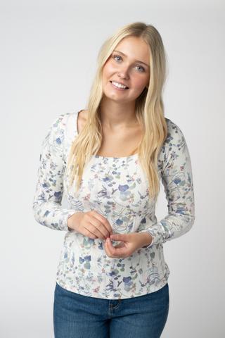 Alyssa Long Sleeve Top - Olive Meadow
