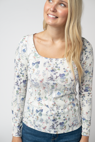 Alyssa Long Sleeve Top - Olive Meadow
