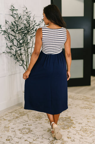 Dockside Darling Midi Dress in Navy