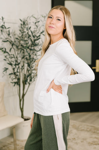 Down to the Basics Long Sleeve Top in White