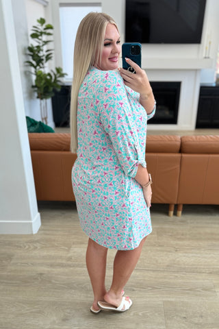 Lizzy Dress in Mint and Magenta