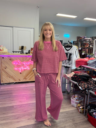 Striped Knit Top and Pants Set