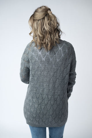 Open Knit Cardigan - Grey