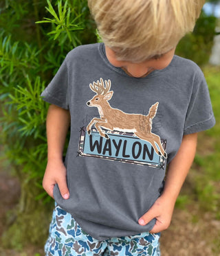 Deer Name Plate Boy Graphic Tee