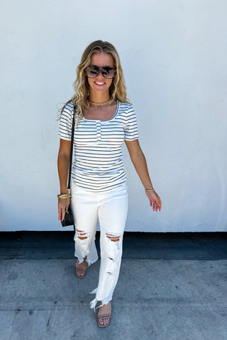 HAVEN RIBBED SNAP HENLEY TOP