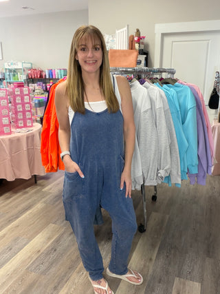 Mineral Wash Spaghetti Strap Jumpsuit