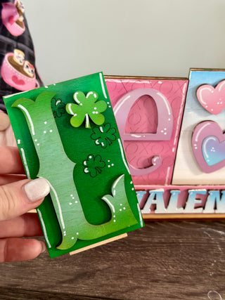 Lucky Charm + Valentine Reversible Standing Blocks