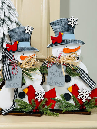 Cardinal Snowman Shelf Sitters