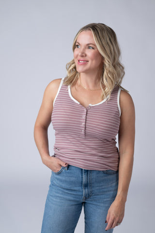 Shiloh Button Snap Tank - Dusty Rose