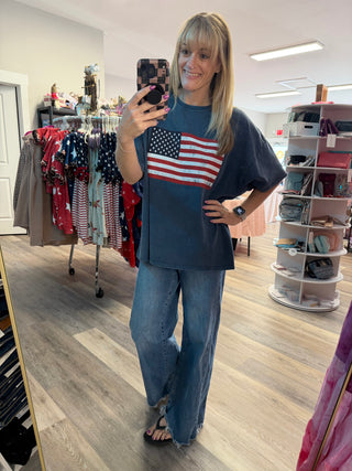 Vintage Americana Flag Graphic Tee