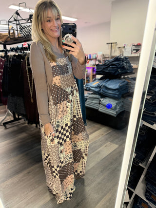Floral Patchwork Wide Leg Overalls