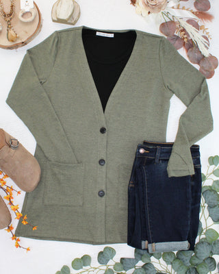 Cori Cardigan - Heathered Olive