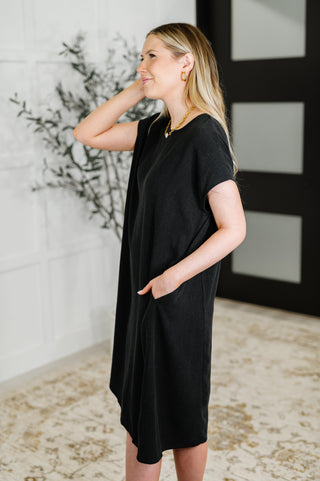 Flatter Me Later Relaxed Dress in Black
