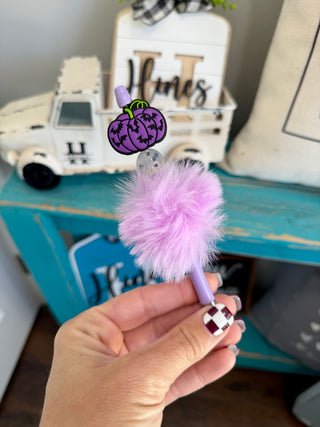 Purple Pumpkin Bats Ink Pens