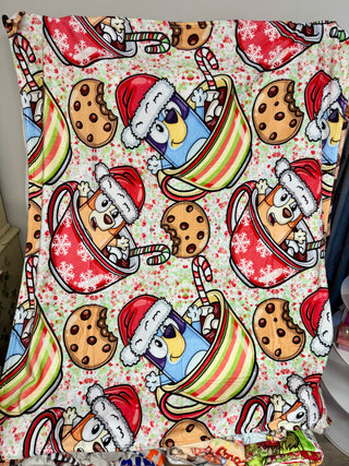 Christmas Blue Dog Hot Chocolate Blanket