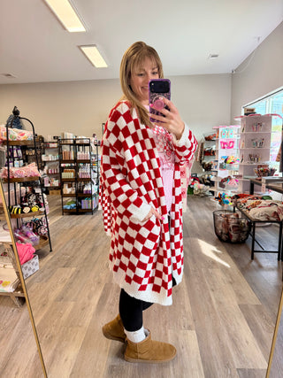 Cloud Cardigan Red Checker
