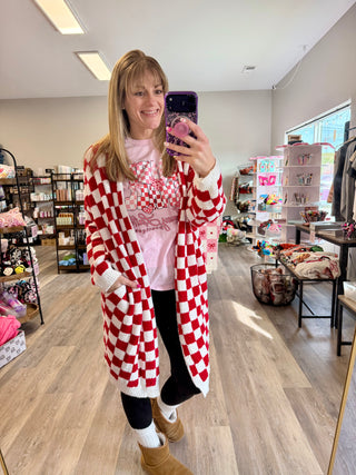 Cloud Cardigan Red Checker