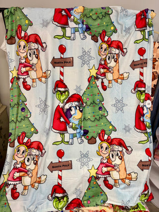 Christmas Blue Dog & Mean One Blanket