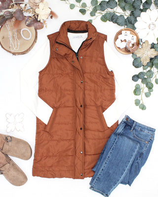 Harlow Long Vest - Cinnamon