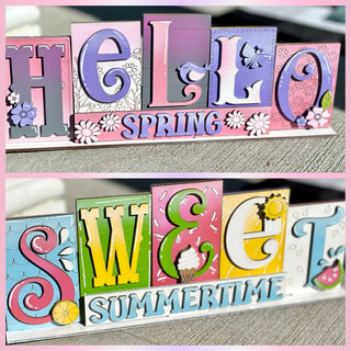 Hello Spring + Sweet Summer Reversible Standing Blocks