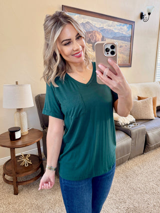 Sophie Pocket Tee - Hunter Green
