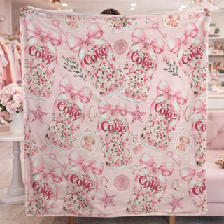 🎀 Vintage Pink Soda Chic Blanket