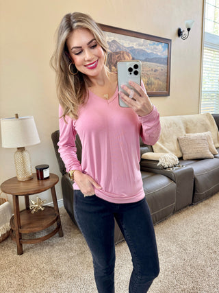 Larissa Long Sleeve Top - Rose