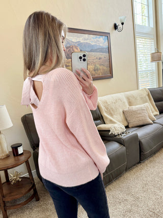 Bethany Bow Knit Sweater - Light Pink