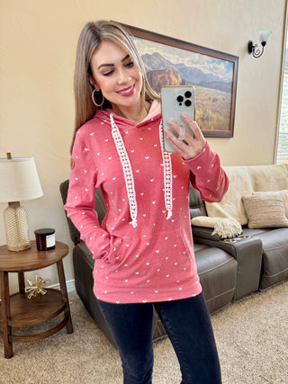 Hailey Pullover Hoodie -Sweetheart Red