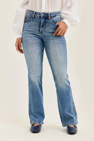 Judy Blue Daisy High Waist Tummy Control Bootcut Denim in Indigo