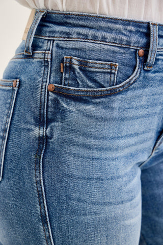 Judy Blue Daisy High Waist Tummy Control Bootcut Denim in Indigo