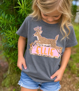 Deer Name Plate Girl Graphic Tee