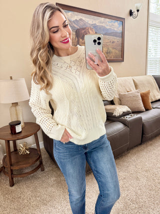 Jasmine Open Knit Sweater - Ivory
