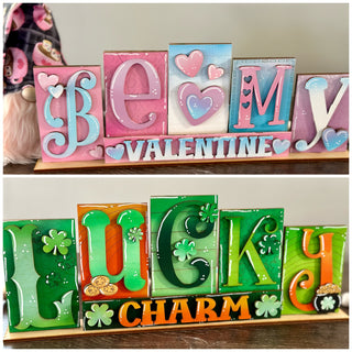 Lucky Charm + Valentine Reversible Standing Blocks