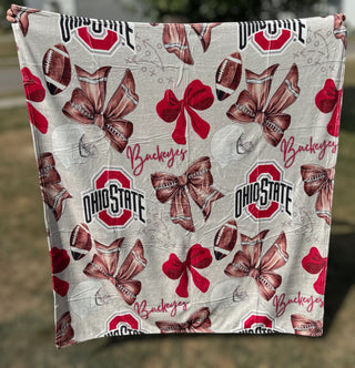 Ohio Football Bow Fleece Blanket