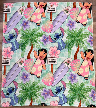 Blue Alien Surfs Up Fleece Blanket