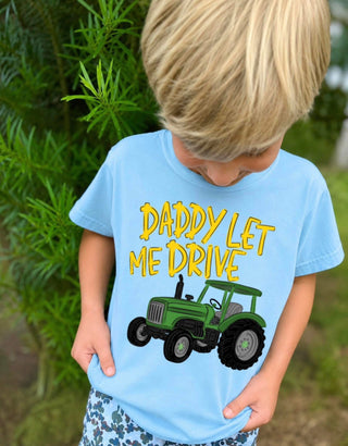 Youth Daddy Let Me Drive Graphic Tee - Yellow