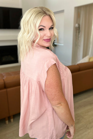 Pleat Detail Button Up Blouse in Pink