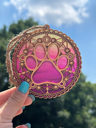 Paw Print Mandala Suncatcher